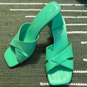 Zara Green Women's Heeled Sandals